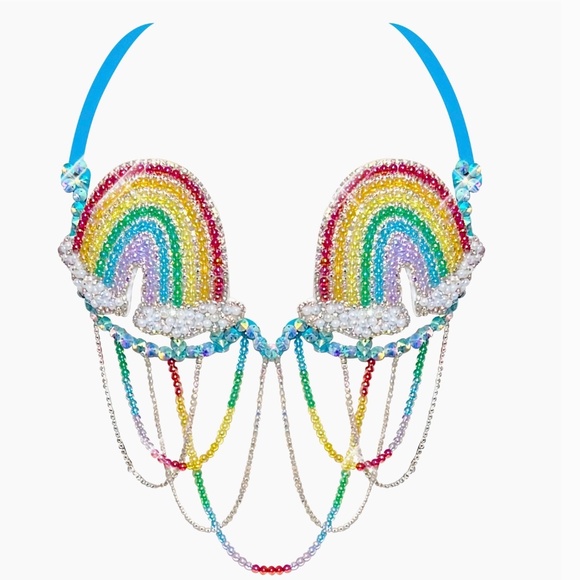 Rainbow Happy Meal Rhinestone Carnival Bra